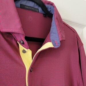 Greyson Men's Burgundy and Yellow Polo